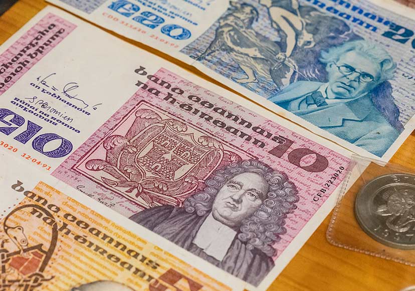 Old Irish coins and notes from the 90s.