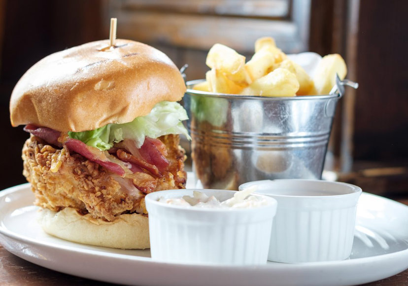 A chicken burger from Hatters Lane Bistro.