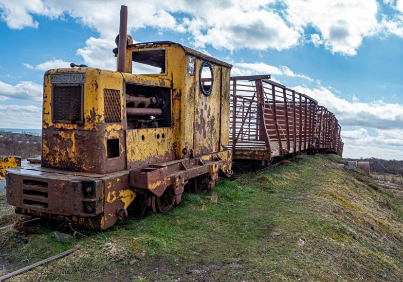 Abandoned train at Lough Boora Discovery Park.